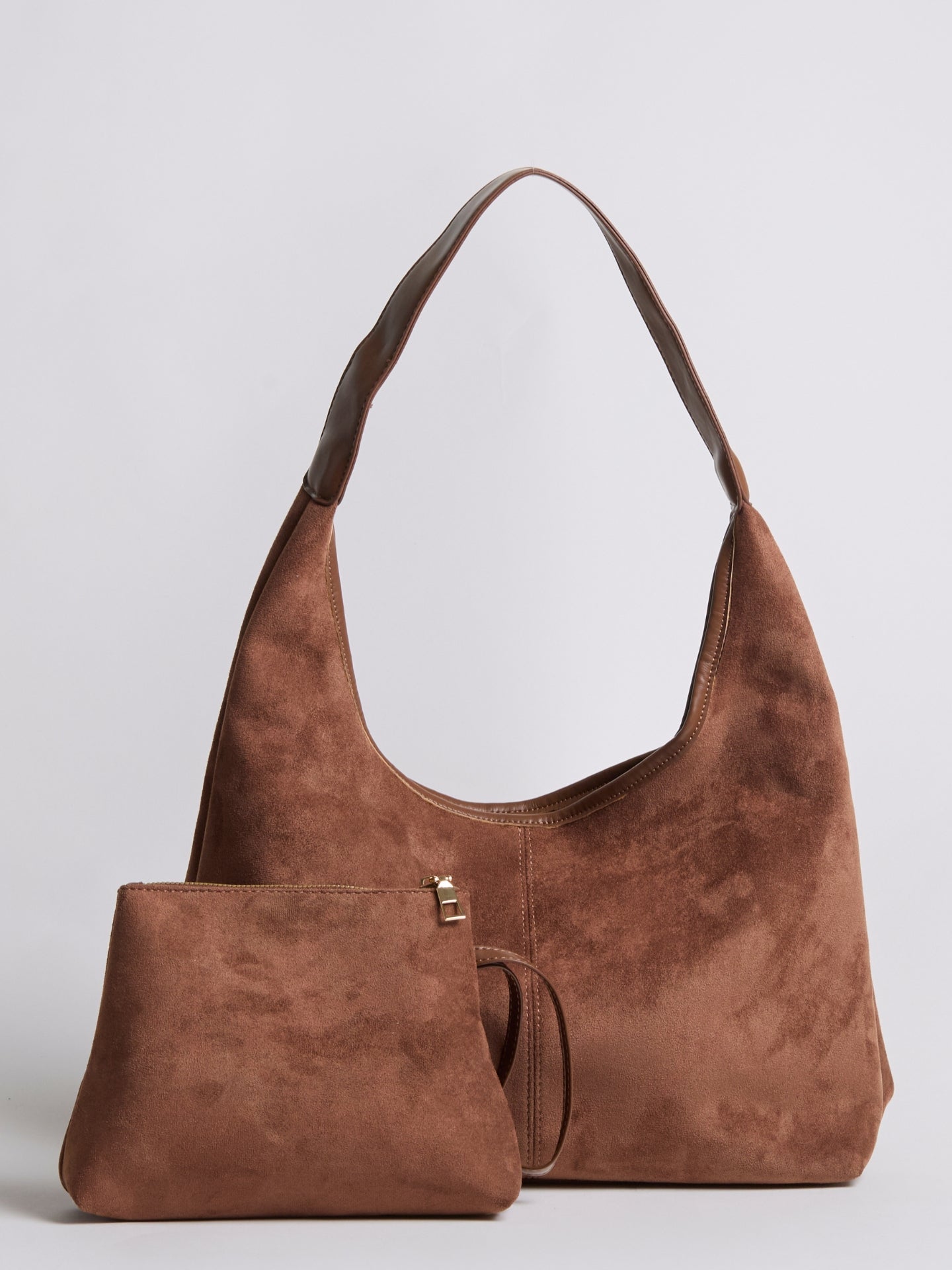 Suede Tote Bag with Pouch | Alberta