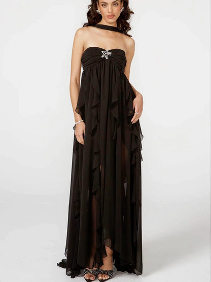 Variant image for Women Asymmetrical Gown Black Polyester | Zeinab-6