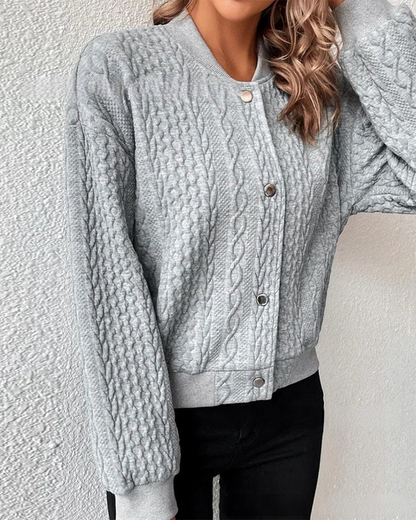 Cable Knit Bomber Jacket | Evie