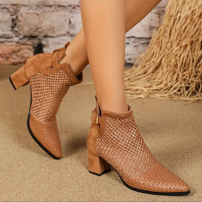 Woven Heeled Ankle Boots | Seraphina