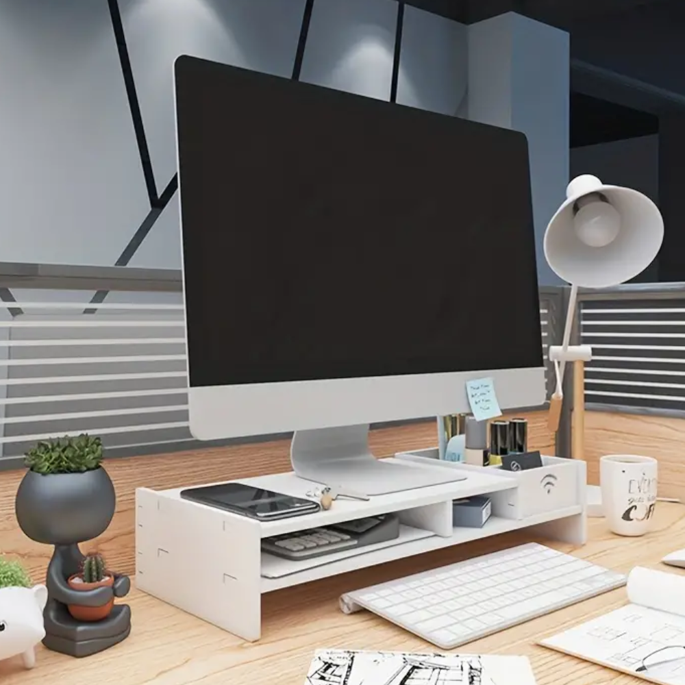 Monitor Stand for Desk Black Wood | Elegant Design 2