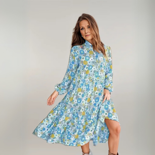 Women Floral Boho Midi Dress | Veda