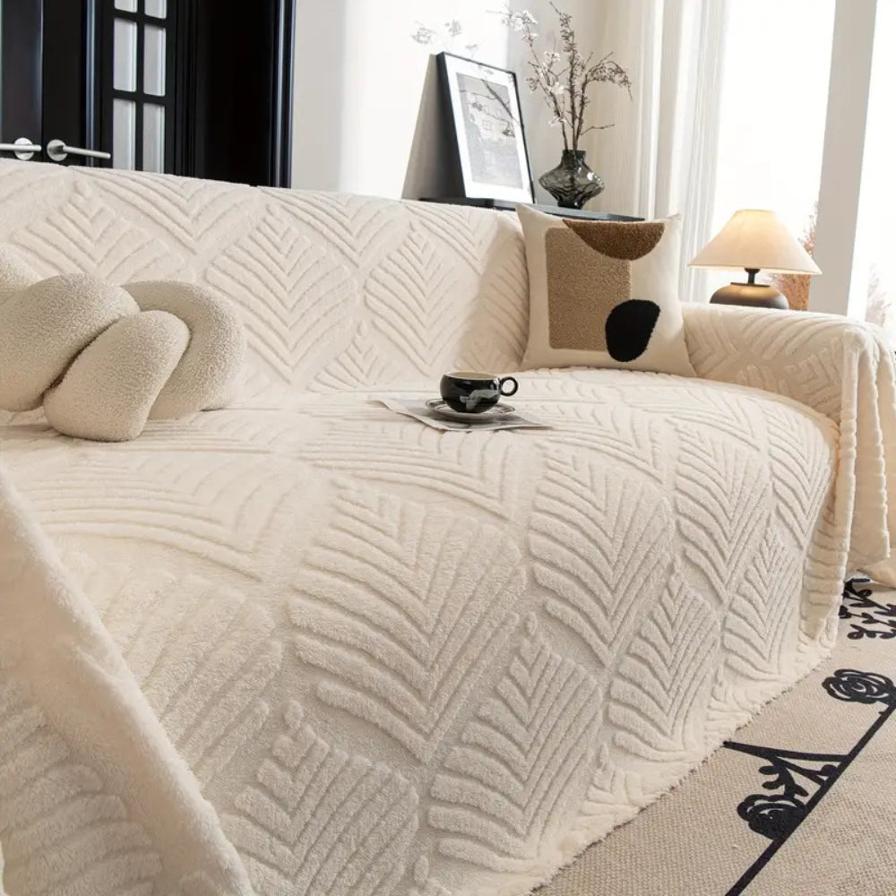 Sofa Cover Herringbone Leaf Design Fleece Non-Slip | Cozy Home 2