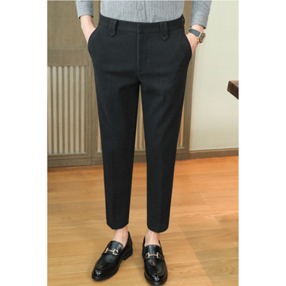 Men's Trousers Black Wool | Mike-2