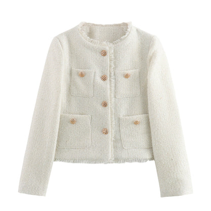 Women Classic Tweed Cropped Jacket | Alessi