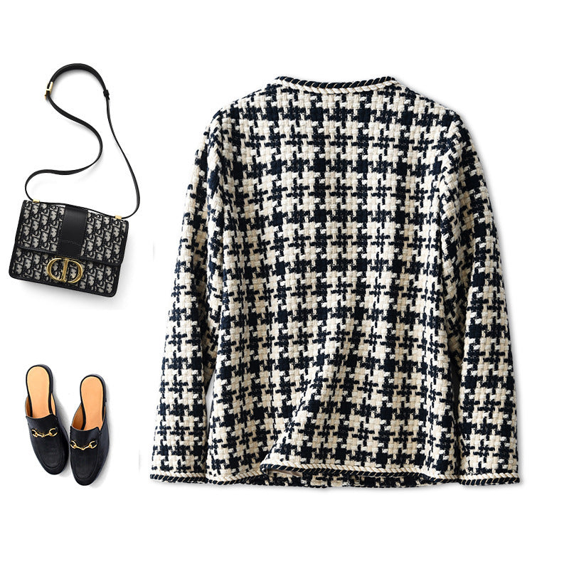 Women Tweed Jacket Black Polyester | Urban Chic-5