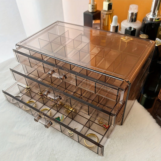 3-Layer Jewelry Case Organizer with 72 Compartments – Elegant Earring and Jewelry Storage Box 0