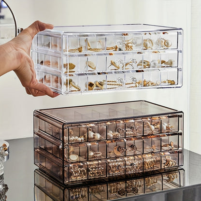 3-Layer Jewelry Case Organizer with 72 Compartments – Elegant Earring and Jewelry Storage Box 2