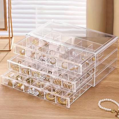 3-Layer Jewelry Case Organizer with 72 Compartments – Elegant Earring and Jewelry Storage Box 6