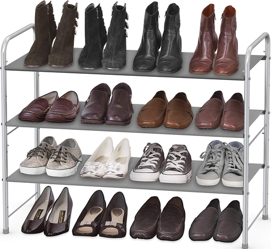 3-Tier Gray Shoe Rack Organizer with Adjustable Shelves – Durable Metal Entryway Shoe Storage Solution 0
