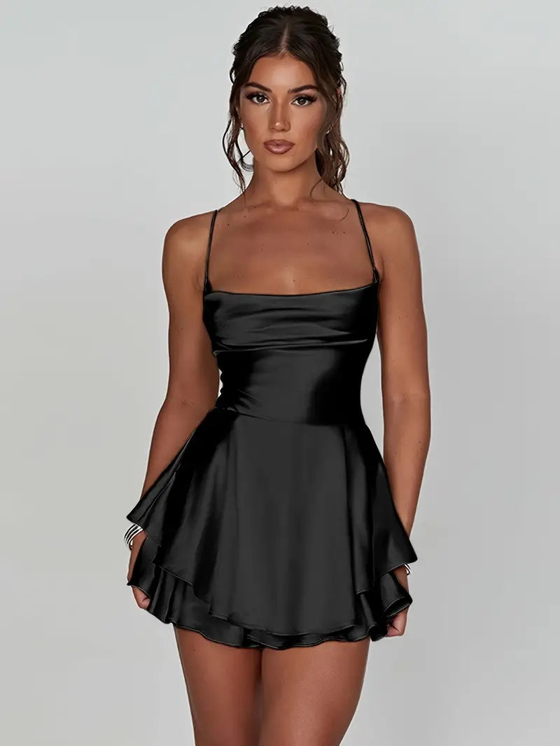 Ralayna | Backless Spaghetti Strap Tiered Dress