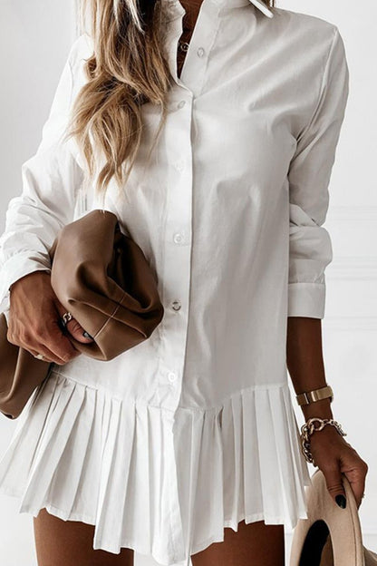 Women Chic Pleated Shirt Dress | Aurora