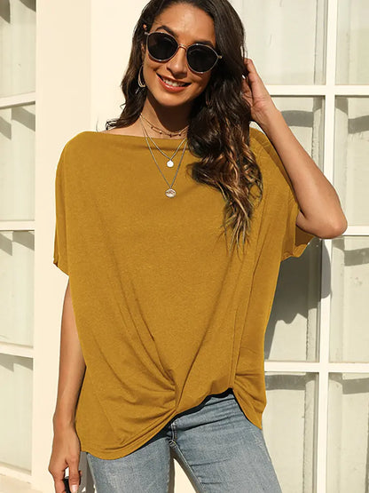 Women Off-Shoulder T-Shirt Solid Color Cotton | Bella-4