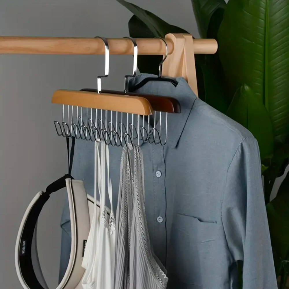 Multifunctional Hanger Hook Natural Wood Iron | Storage Solution 5