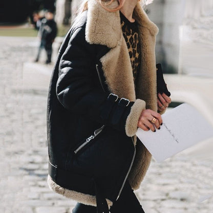 Variant image for Women Long Coat Black Polyester | Aviator Style-1