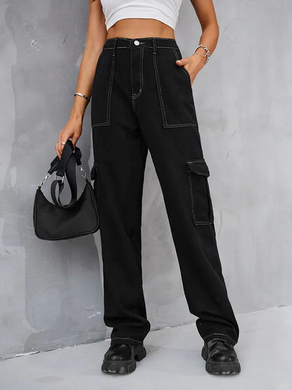 Women Cargo Pants Blue Denim | Vintage Style-6