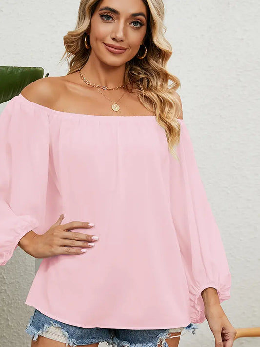 Women Off The Shoulder Blouse White Chiffon | Elegant Style-1