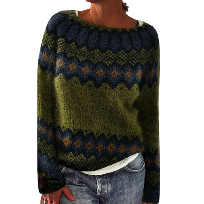 Women Geometric Fair Isle Knit Sweater | Ashley
