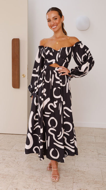 Abstract Off-Shoulder Maxi Dress | Paloma