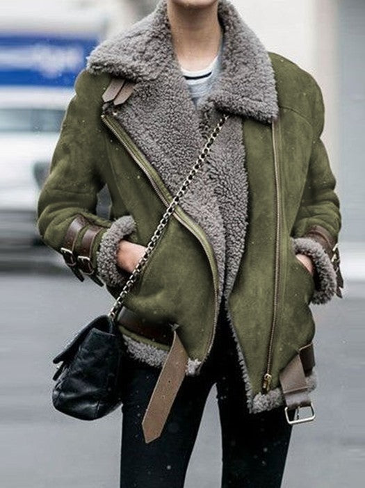 Variant image for Women Long Coat Black Polyester | Aviator Style-25