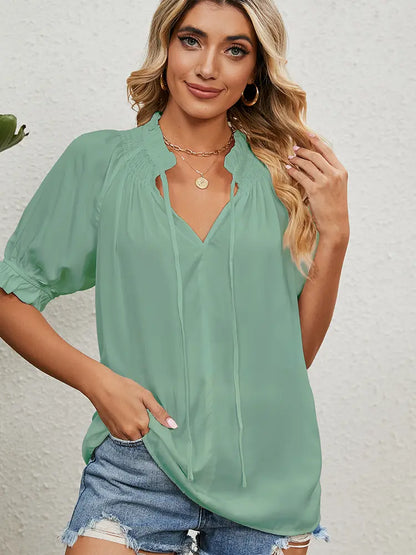 Variant image for Women Chiffon Blouse White Lightweight | Sophia-14
