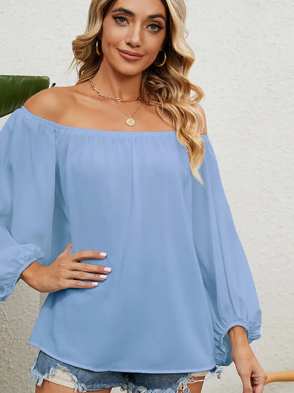 Variant image for Women Off The Shoulder Blouse White Chiffon | Elegant Style-11