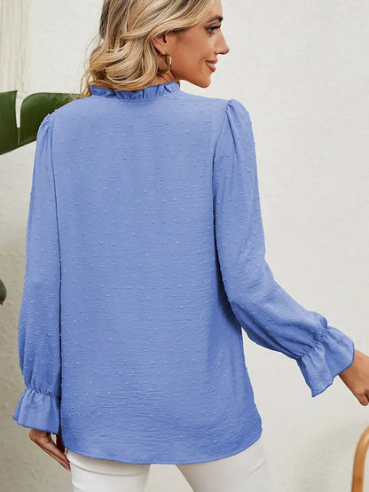 Women Chiffon Top Solid Color | Elegant Ruffle Design-6