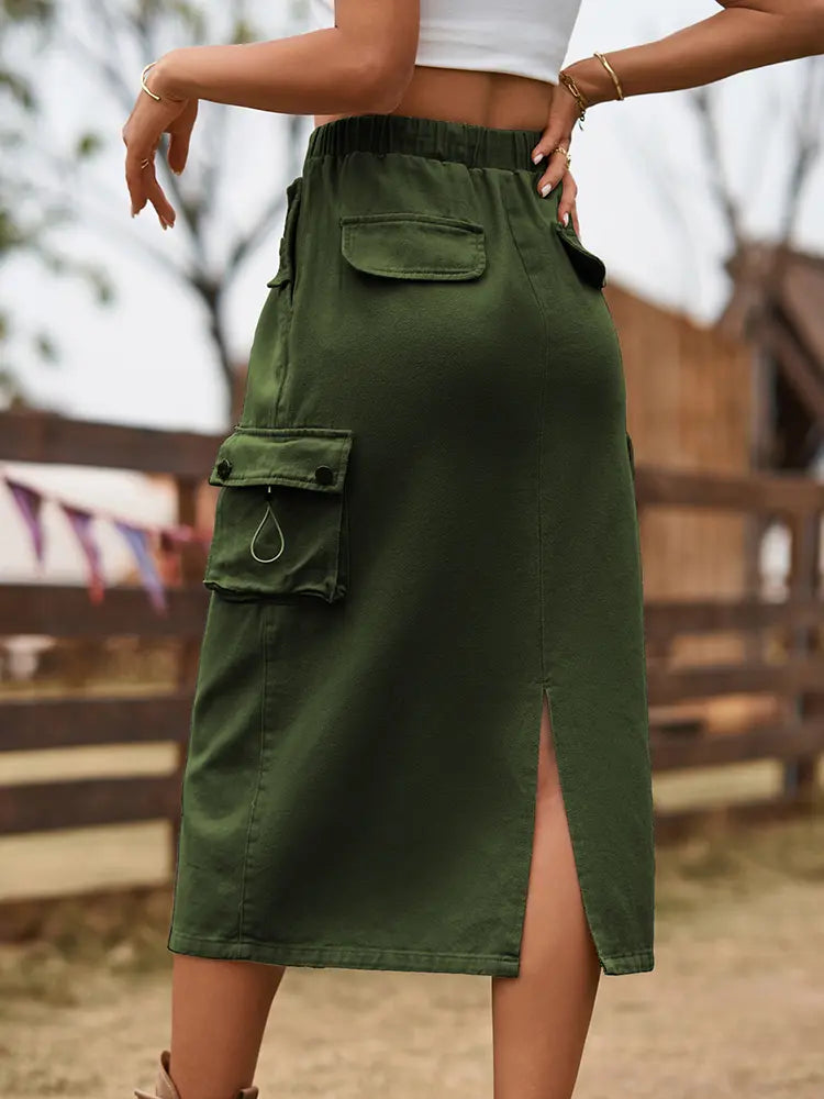 Women Denim Skirt Blue Cotton | Emily-6