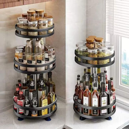 360° Rotating Spice Rack Organizer – Adjustable Kitchen Spice Storage Solution with Customizable Shelves 0