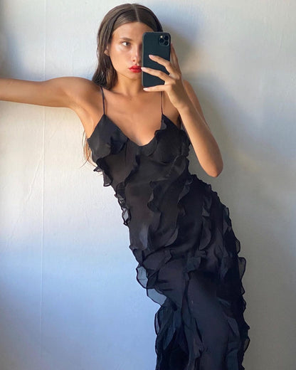 Elegant Ruffle Maxi Dress | Abby