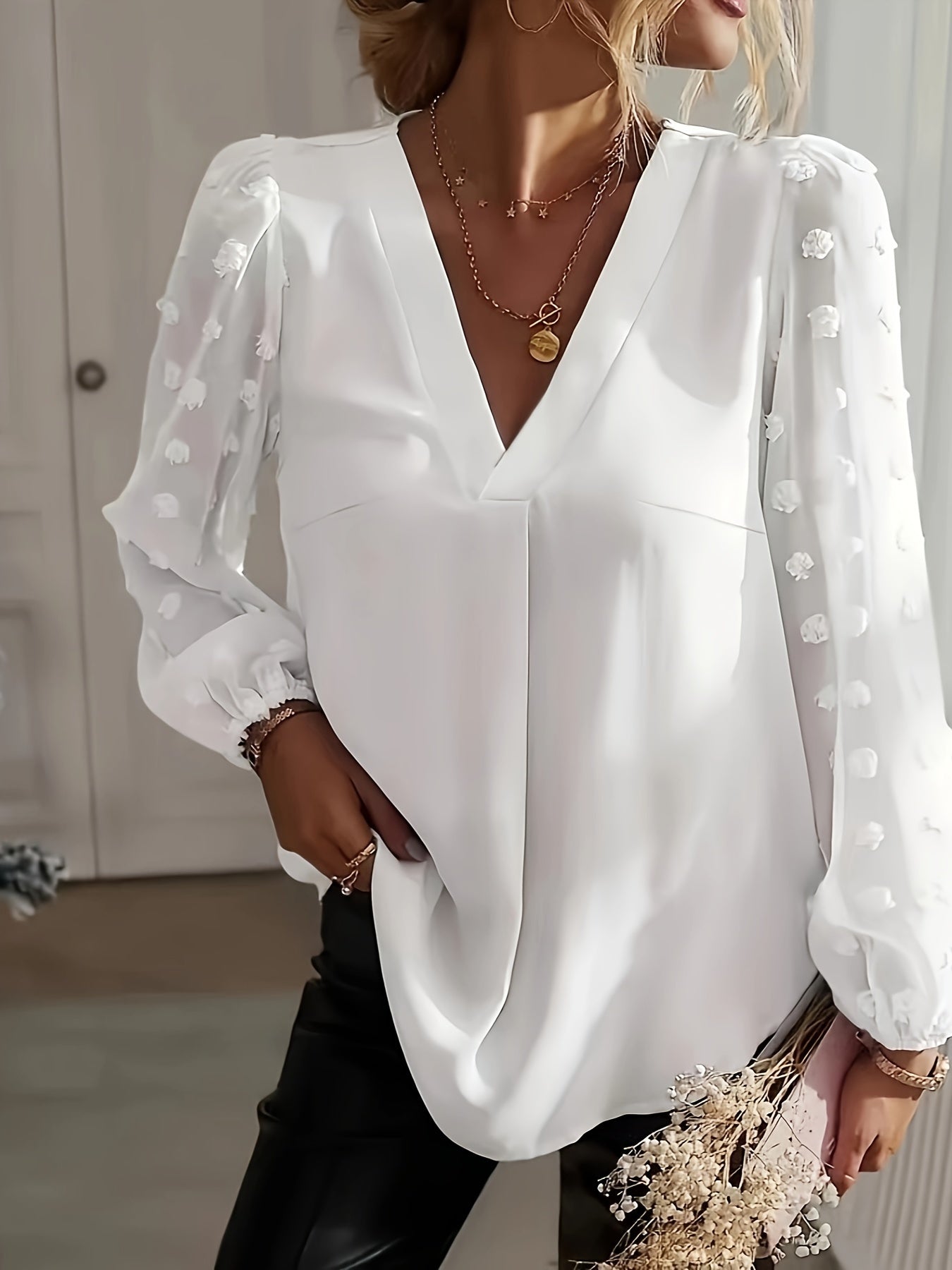 Women Blouse White Cotton | Michelle-5