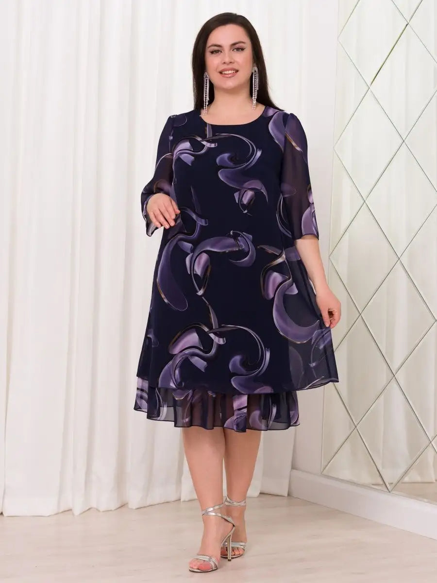 Woman Elegant Chiffon Overlay A-Line Dress | Lumen