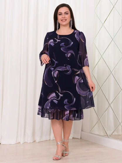 Woman Elegant Chiffon Overlay A-Line Dress | Lumen