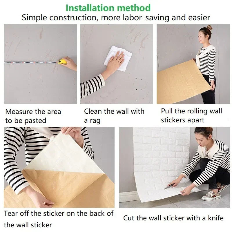 3D Self-Adhesive Brick Wall Stickers – Waterproof Eco-Friendly Wall Decals for Home Decor, DIY Bedroom and Living Room 4