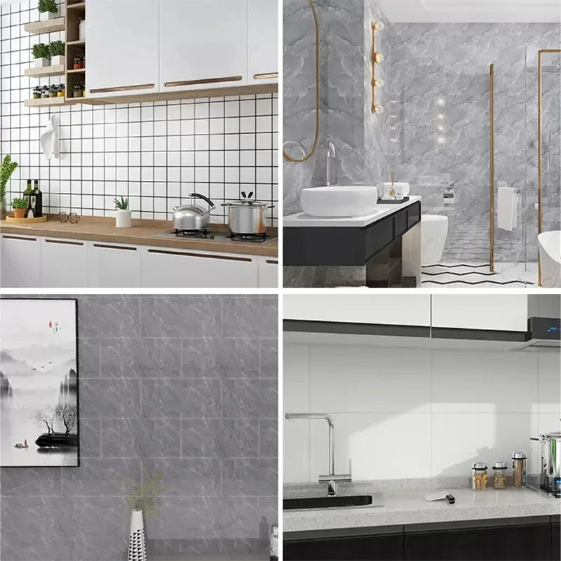 3D Self-Adhesive Wall Stickers - Waterproof PVC Marble Effect Decals for Bathroom and Kitchen, Easy Install, Non-Toxic 5