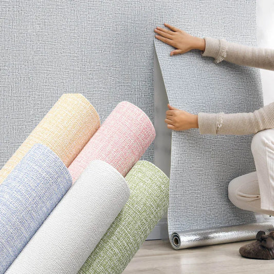3D Textured Removable Wallpaper – Self-Adhesive Linen Foam Wall Stickers for Easy Home Decor, Waterproof, 50cm 0