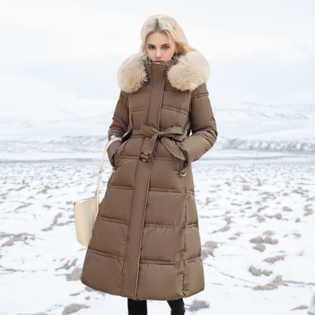 Luxury Fur-Collar Long Puffer Coat | Kamilah