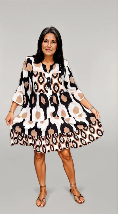 Abstract Print Swing Dress | Vienna