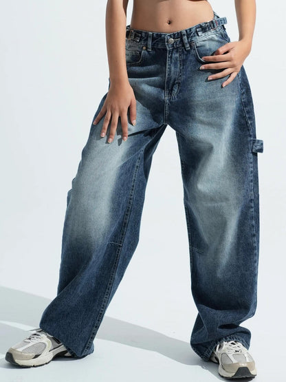 Women Balloon Jeans Blue Cotton | Bella-4