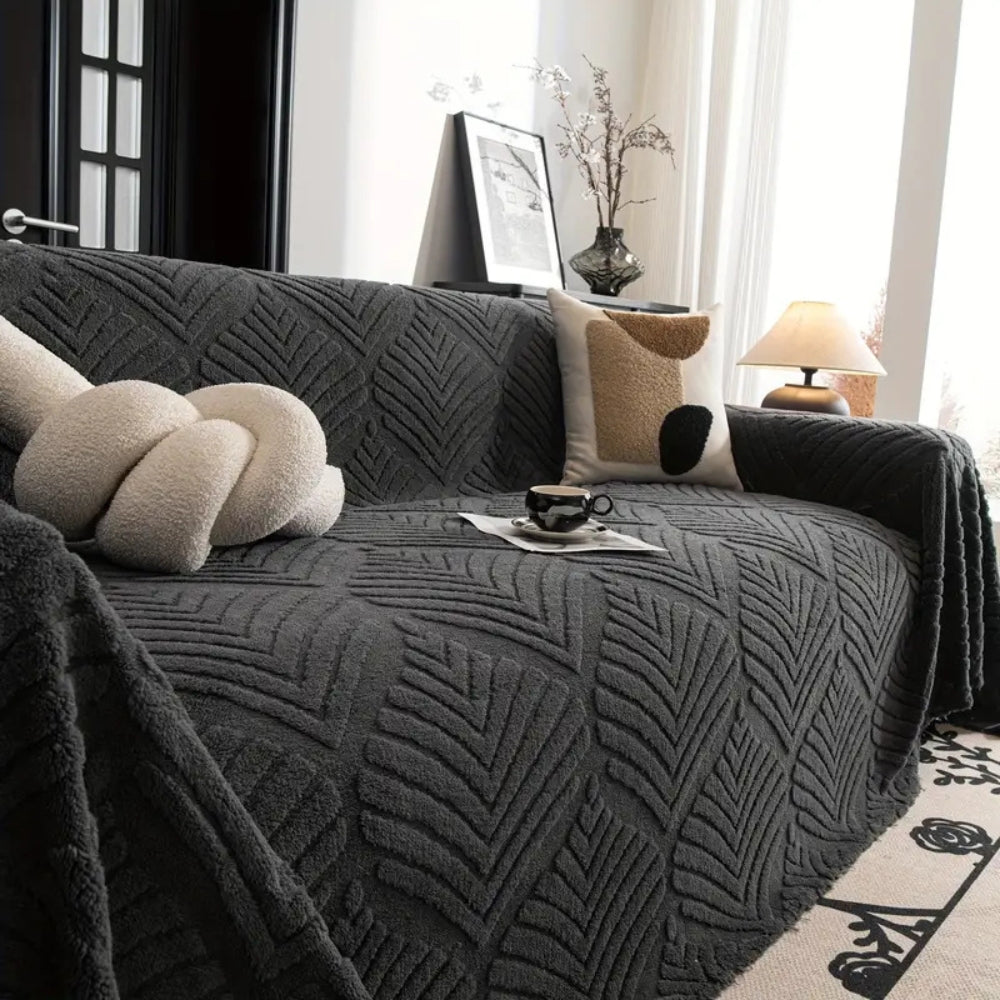 Sofa Cover Herringbone Leaf Design Fleece Non-Slip | Cozy Home 4