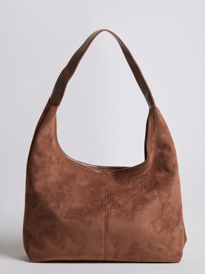 Suede Tote Bag with Pouch | Alberta