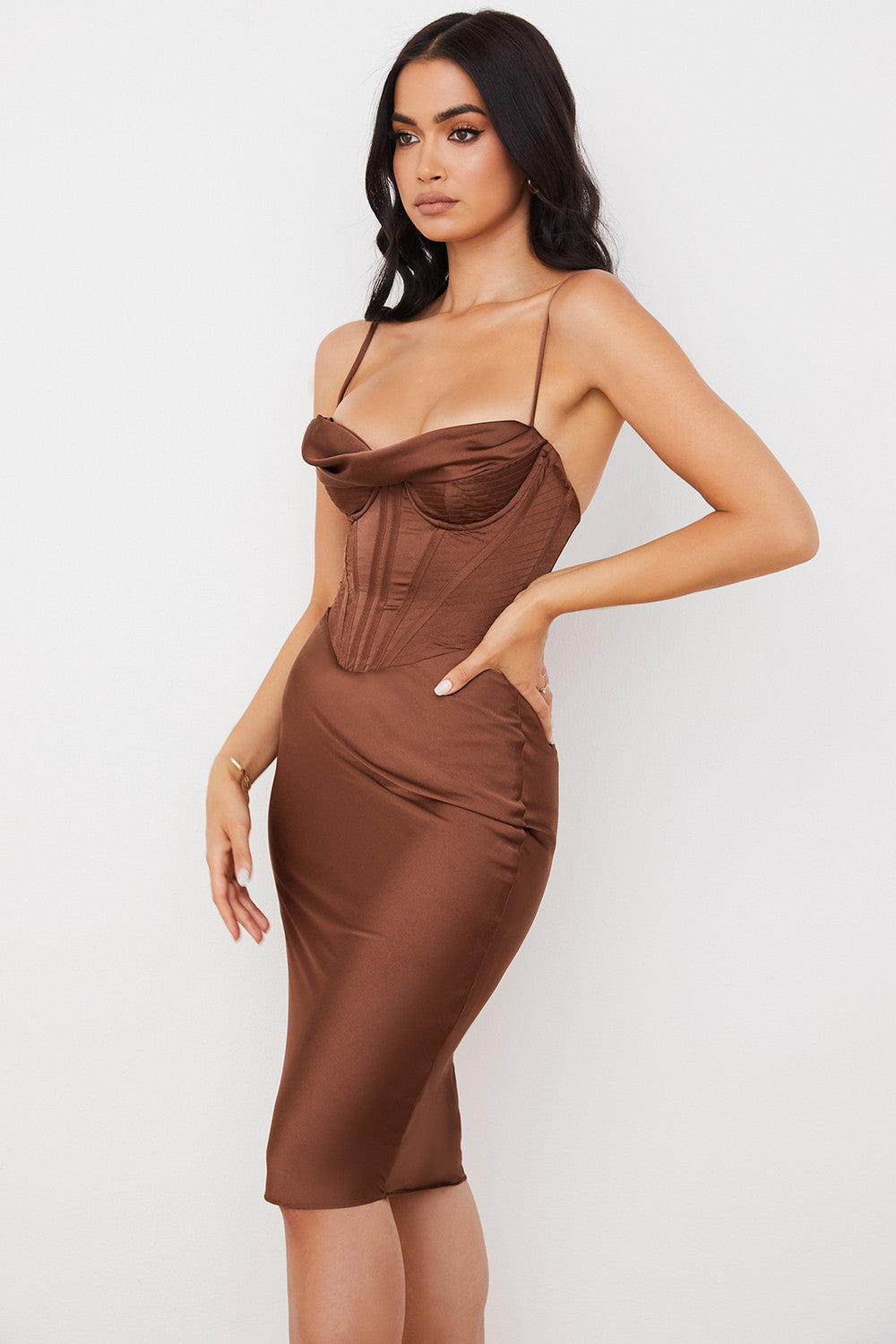 Satin Corset Midi Dress | Cicely