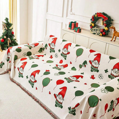 Sofa Cover Red Thickened Fabric | Festive Gnome Design 5