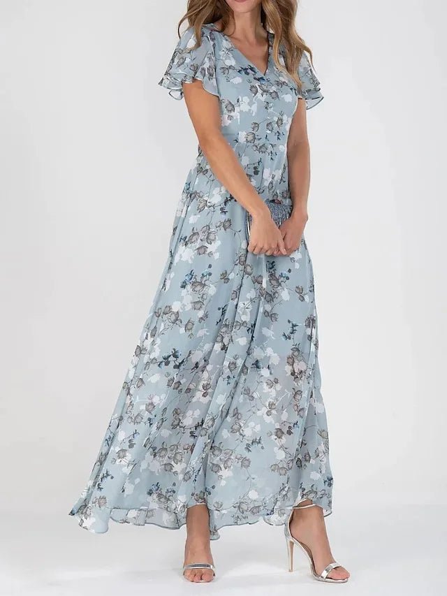Woman Floral Flutter Sleeve Maxi Dress | Letizia