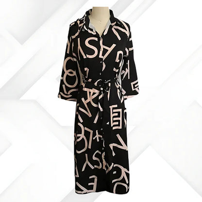 Abstract Print Button-Down Midi Dress | Olivia