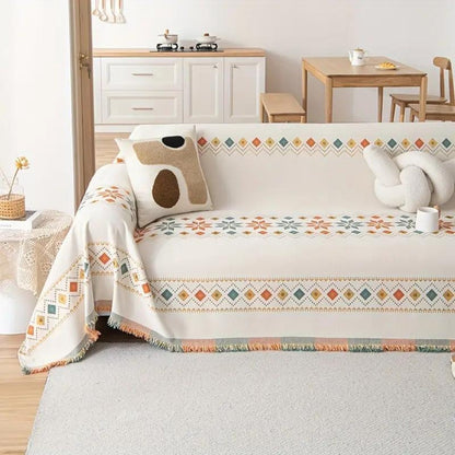 Universal Sofa Cover Beige Microfiber | Boho Chic 5