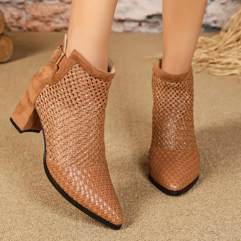 Woven Heeled Ankle Boots | Seraphina