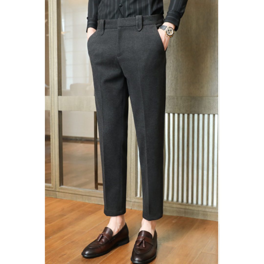 Men's Trousers Black Wool | Mike-3