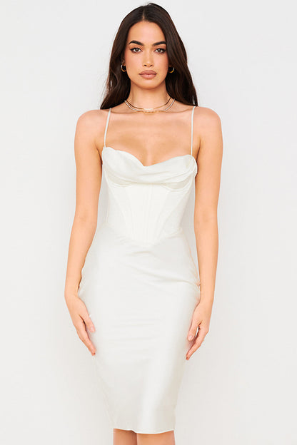 Satin Corset Midi Dress | Cicely