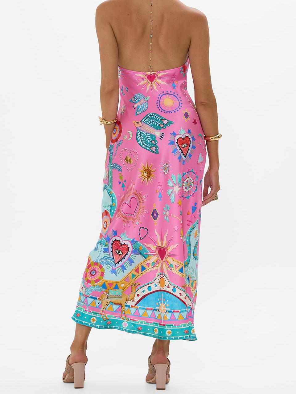 Women Maxi Dress Pink Lightweight Fabric | Sophia-3